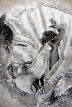 Aphrodite Rising by T.Mallon - Charcoal and Chalk - Aphrodite on Shell