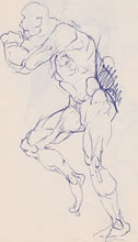 Tom Mallon: Figure Studies - Ballpen on Paper, Running Man