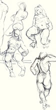 Female Doodles by T.Mallon - Ballpoint on Paper - Group Right