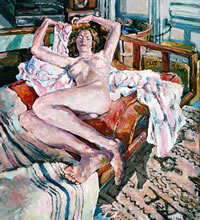 Figure on Couch by T.Mallon - Ink on Paper with Wash - Finished Painting