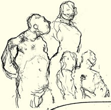 On Review by T. Mallon: Pen and Ink on Paper - Bystanders