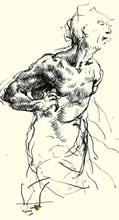 Battle Detail by T.Mallon: Pen and Ink on Paper - Shouting Man