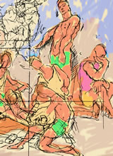 Group Study by T.Mallon, Pen and Ink with Digital Color - Forward Right