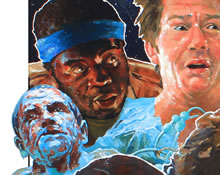 Tom Mallon's Cover Art Portfolio Piece of the Movie: Alien, Detail here of Kotto and Hurt, Acrylic on Illustration Board