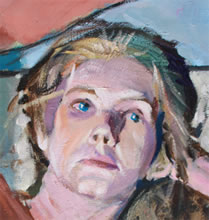 Tom Mallon: Acrylic on Canvas - Christine - 89 x 73 inches, Detail of Portrait