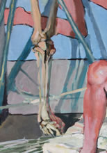 Tom Mallon: Acrylic on Canvas - Christine - 89 x 73 inches, Detail of Legs