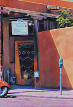 East San Francisco Street by Tom Mallon, Oil on Canvas - 55 x 24.5 inches - Detail Alcove