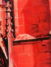 Loretto Chapel by Tom Mallon, oil on canvas - Door Pinnacle Right