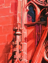 Loretto Chapel by Tom Mallon, oil on canvas - Left To of Entrance