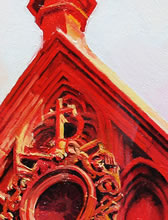 Loretto Chapel by Tom Mallon, oil on canvas - Carved Cross