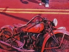 Loretto Chapel by Tom Mallon, oil on canvas - Motorcycle