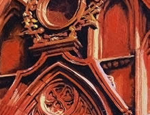 Loretto Chapel by Tom Mallon, oil on canvas - Top of Door