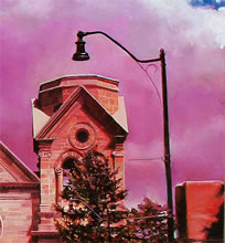Nubes de Sangre by Tom Mallon, Oil on Canvas - 49 by 24.5 inches Street Lamp