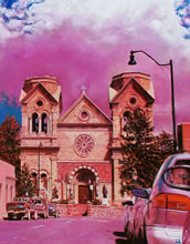 Nubes de Sangre - The Saint Francis Basilica by Tom Mallon, Oil on Canvas 49 by 24.5 inches - Basilica