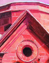 Nubes de Sangre - The Saint Francis Basilica by Tom Mallon, Oil on Canvas 49 by 24.5 inches - Belfry Porthole