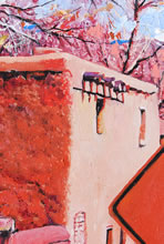 San Miguel MIssion by Tom Mallon, Oil on Canvas - 48 x 24 inches - de Vargas House