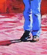 San Miguel MIssion by Tom Mallon, Oil on Canvas - 48 x 24 inches - Walker's Feet
