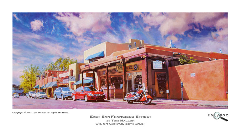 East San Francisco Street by Tom Mallon, Oil on Canvas, 55 x 24.5 inches