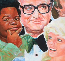 Tom Mallon: Steve Allen "The Big Show" Cover Art for the Philadelphia Inquirer's TV Magazine, Acrylic on Illustration Board, Detail of Steve Allen with Gary Coleman