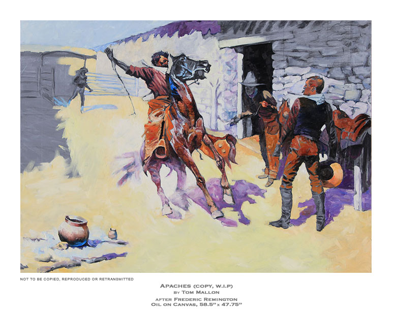 Copy of Frederic Remington's 'Apaches', Copy by Tom Mallon, Oil on Canvas