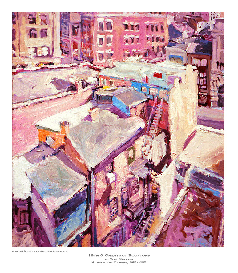 19th and Chestnut Rooftops by Tom Mallon - Acrylic on Canvas